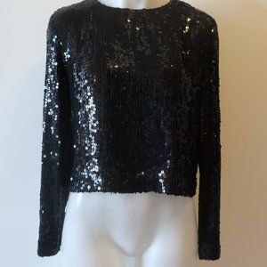 Womens Jeanette for St. Martin Black Long Sleeve Sequined Top S *